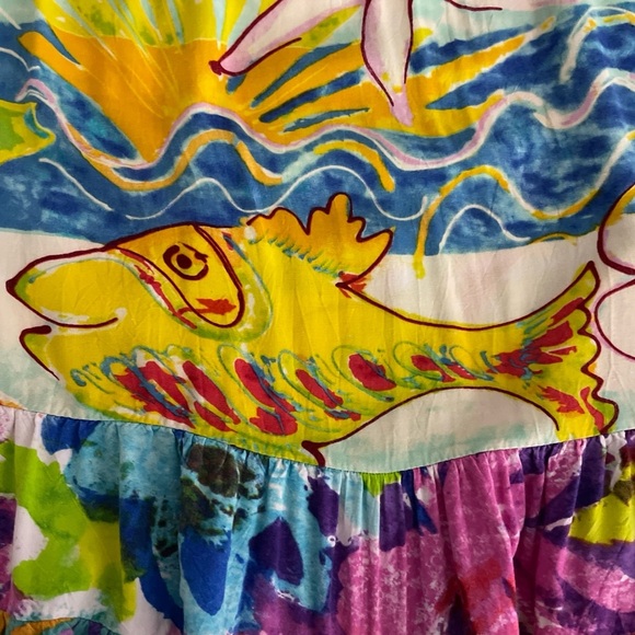 Vintage Jams World Creatures of the Sea Mini Skirt Tiered Ruffled Pull On Large - Picture 3 of 9